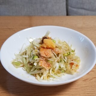 焼き鮭と煮卵の和風サラダ ［ リメイクレシピ ］
